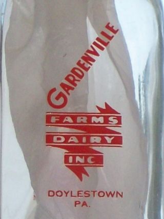 Square Pyroglaze 1/2 Pt Gardenville Farms Dairy Inc Milk Bottle Doylestown,  Pa.