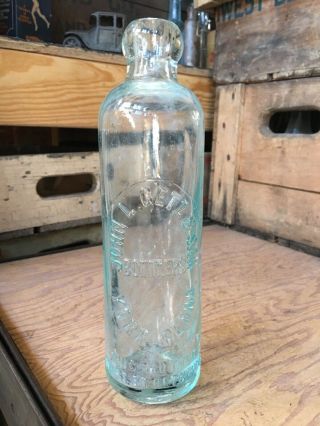 Vintage Hutchinson John Getz & Son Soda Water Bottle York Pennsylvania Blob Top