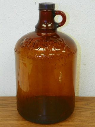 Vintage Clorox Bleach Embossed Gallon Brown Amber Glass Bottle Jug Laundry (a)