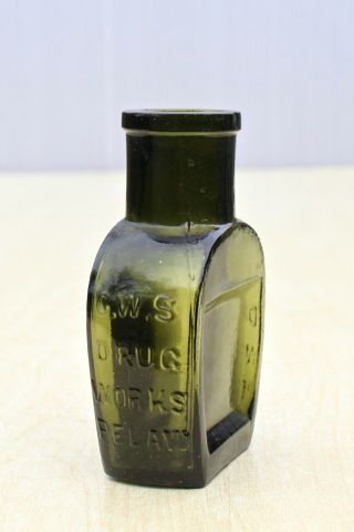 Vintage C1900s Cws Drug Stores Pelaw Gateshead Meat Extract Green Cure Bottle