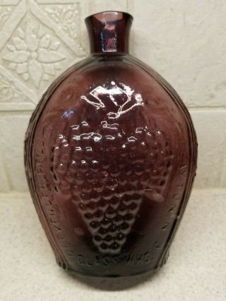 Clevenger Brothers Glass Flask Eagle Grape Cluster 7 1/2 " Amethyst