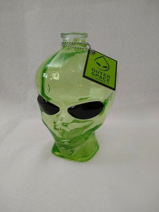 Htf Outer Space Vodka Alien Head Empty Green Glass Bottle With Tag 750 Ml