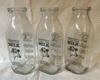 3 Pint Milk Bottles Massachusetts Dairy Farmers Country Fresh Cow Bottle