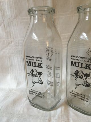 3 Pint Milk Bottles Massachusetts Dairy Farmers Country Fresh Cow Bottle 2