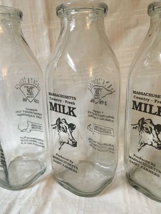 3 Pint Milk Bottles Massachusetts Dairy Farmers Country Fresh Cow Bottle 3