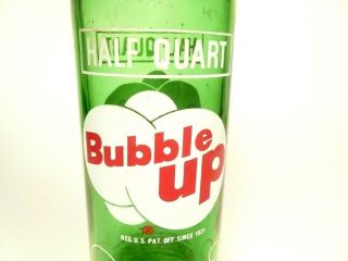 Vintage Acl Soda Pop Bottle: Green Bubble Up From Coca - Cola - " Half Quart " Acl