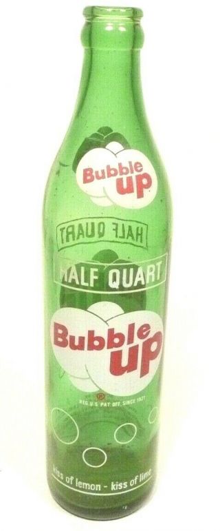 vintage ACL Soda POP Bottle: green BUBBLE UP from COCA - COLA - 