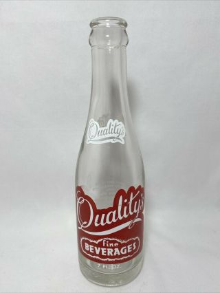 7 Fl Oz Quality Beverages Soda Pop Glass Bottle Stevens Point Wisconsin Vintage