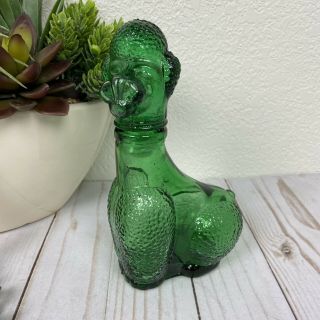 Vintage Green Glass Poodle Shaped Bottle Decanter