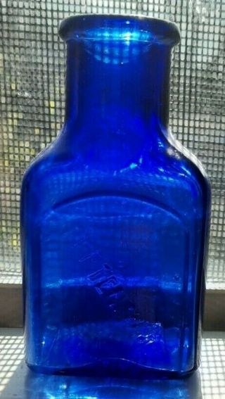 Pretty Cobalt Blue Peptenzyme Reed & Carnrick 1890s Era Sunken Panel