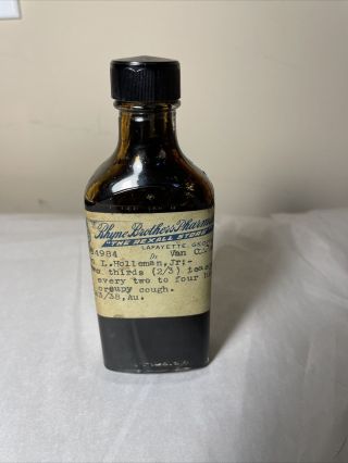 Vintage Rexall Prescription Cough Syrup Glass Medicine Bottle 4 Oz 1938