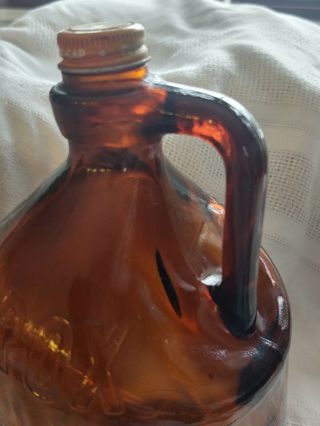 Vintage Glass Clorox Bottle Embossed Amber Brown Gallon Jug 64 oz With Lid 3