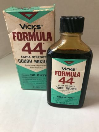 Vicks Formula 44 Bottle And Box 6 Oz Cough Silencer Vintage Medicine