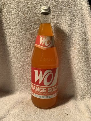 Full 28oz Wo Orange Soda Paper Label No Deposit Soda Bottle Hickory,  N.  C.