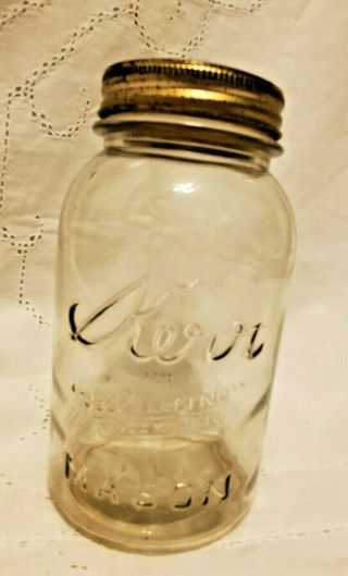 Vintage Kerr Embossed Self Sealing Glass Quart Mason Fruit Food Canning Jar 45