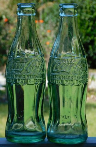 2 Vintage Coke Coca Cola Hobble Skirt 6 Oz Marion And Sumter S.  C.  Glass Bottles