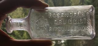 Early Ritzville,  Wash.  Rosenoff And Co.  Druggists Embossed Pharmacy Drug Bottle