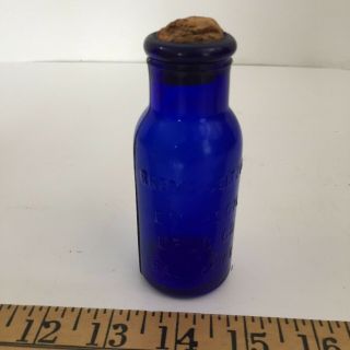 Vintage Bromo Seltzer Emerson Drug Co.  Blue Glass Bottle With Cork Baltimore Md