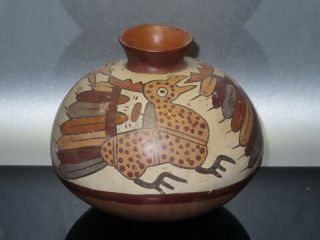 Pre Columbian Horror Offering Bird Trophy Head Vessel Fine Ceramic W Tl Nazca