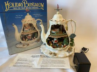 Holiday Bungalow Enesco Teapot Let It Snow Small World Of Music Mice See Video
