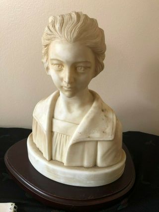 Antique Italian White Marble Sculpture Of A Young Maiden C.  1850