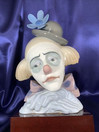 Lladro 5130 Bowler Hat Clown Bust Head Porcelain Figurine