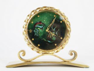 Rare Vintage Imhof Cloisonne Enamel Fish 15 Jewel Desk Clock Artist - Signed Ar