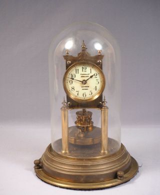 Antique Gustav Becker BHA 400 Day Anniversary Clock Brass Disc Pendulum 2