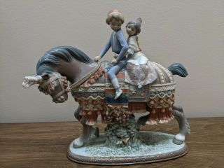 Lladro Retired Valencian Children On Horse Rare Spain Figurine 1489,  No Box