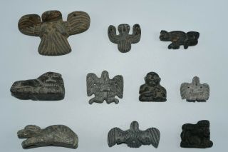 10 Lovely Large Ancient Bactrian Composite Stone Birds & Animal Figurine Beads