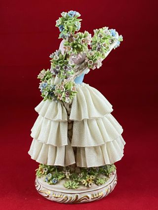 Exquisite Very Rare Vintage Luigi Fabris Lace Figurine Woman with Blooming Tree. 5