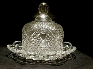 Vintage Avon Lead Cut Crystal Covered Butter/ Cheese Dish Set