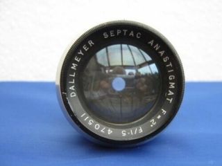 Rare Dallmeyer Septac F 2= Inch F/1.  5 Lens