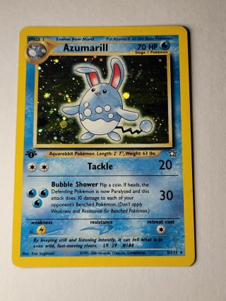 Pokemon Azumarill 2000 2/111 First Edition Holo Trading Card Rare Nm