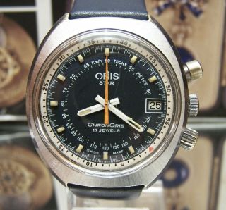 V Rare Vintage Swiss Oris Chronoris Star Chronostop Watch,  Box & Papers