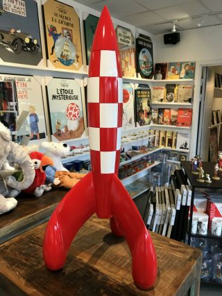 Extremely Rare Tintin Rocket To The Moon 90cm Figurine Limited Edition Statue