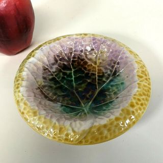 Rare Antique 19th Century English Majolica Begonia Leaf Shallow Dish Bowl