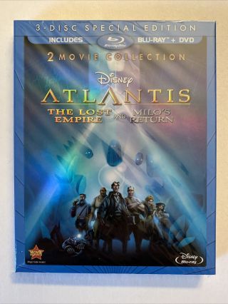 Atlantis The Lost Empire / Milos Return 2 Movie Blu Ray Dvd,  Rare Oop Slipcover