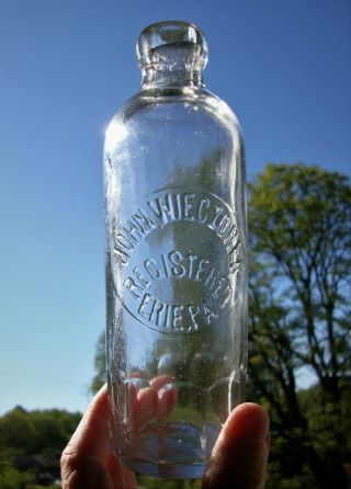 John Wieczorek Pennsylvania Hutchinson Soda Bottle Erie,  Pa.  Rare Example
