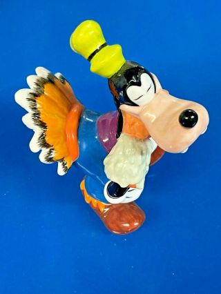 Very Rare - Disney Thanksgiving Goofy As A Turkey - Enesco Ceramic Figure