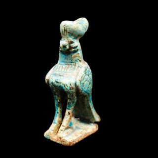 Rare Ancient Egyptian Antique Glazed Fainece Statue Figure Of Falcon God Horus