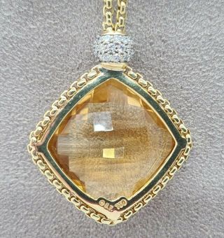 AUTHENTIC David Yurman RARE 18K 26 MM Citrine crystal & Diamond Pendant Necklace 3