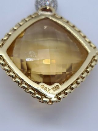 AUTHENTIC David Yurman RARE 18K 26 MM Citrine crystal & Diamond Pendant Necklace 4