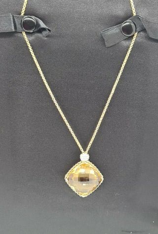 AUTHENTIC David Yurman RARE 18K 26 MM Citrine crystal & Diamond Pendant Necklace 6