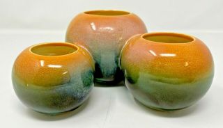 Vtg Rare Hull Pottery Trio Vase 3 In 1 Planter 107 Round Mid Century I89