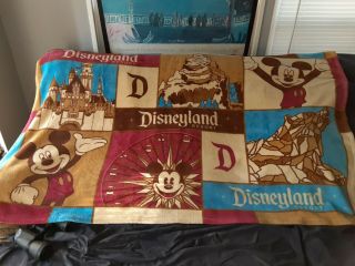 Vintage Disneyland Walt Disney World Fleece Mickey Blanket Throw 58 " X 40 " Rare