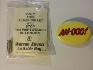 Warren Zevon 1978 Excitable Boy Promo Bullet Pin Badge Nmint Rare Htf Vtg