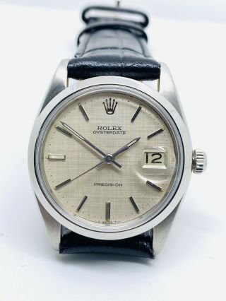 Vintage Rare Rolex Oysterdate Precision Linen Dial 1959 Reference 6694