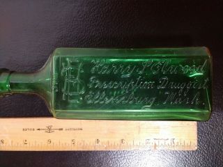 Harry L.  Elwood Prescription Druggist Ellensburg Wash 7 1/2 " Rare Green Glass