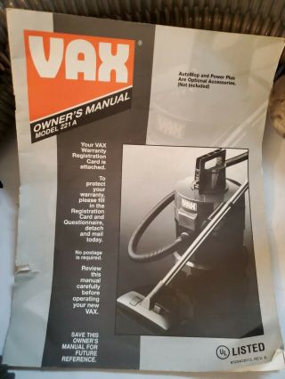 VAX 221 Canister Wet Dry Shop Vac Carpet Cleaner Vacuum 1989 Vintage RARE 4